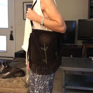 Berge Italian made suede boho bag